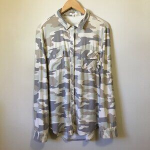 Retro 90s Tank Girl Pale Camo Soft Button Up Shirt
